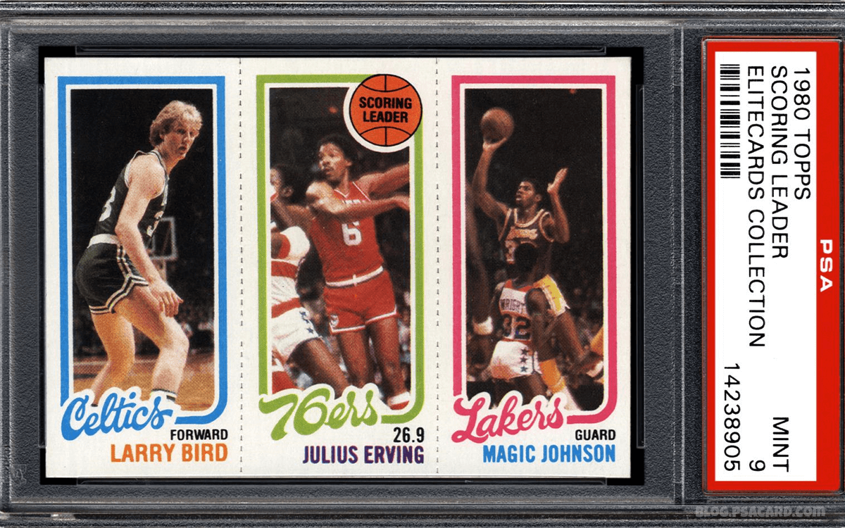 1980 Topps Scoring Leader Larry Bird Julius Ervin Magic Johnson – PSA 10