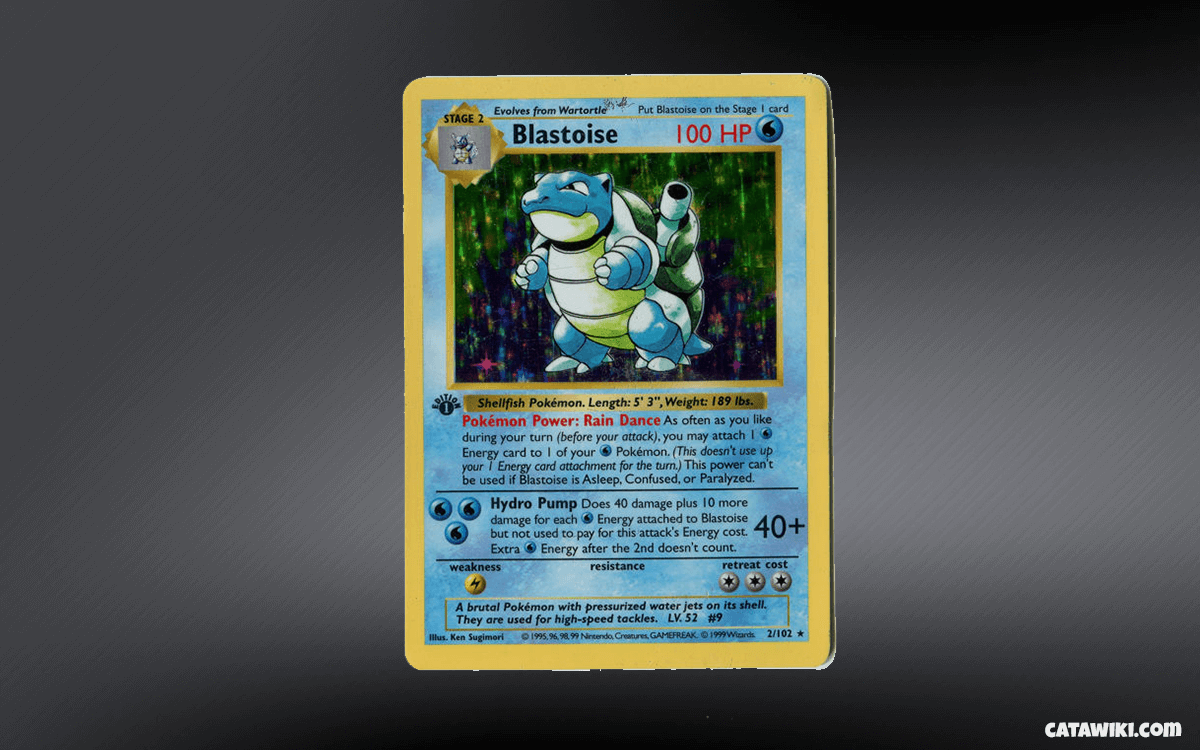 Holographic Shadowless First Edition Blastoise Card ($1500) Most Expensive Pokémon Cards