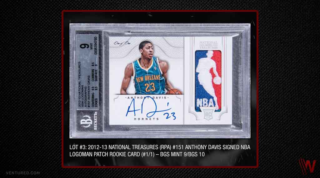 17. Anthony Davis National Treasures Logoman Rookie Patch Auto - Most Expensive Sports Cards Ever Sold